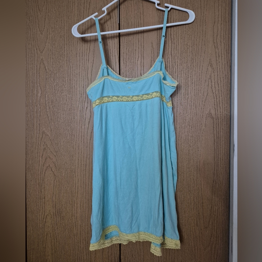 American Eagle Outfitters Light Blue Dress with Cream Lace - Picture 2 of 5